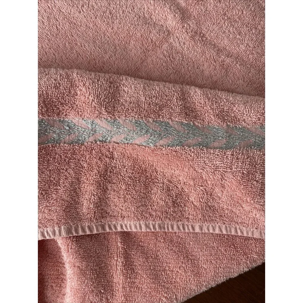 Vintage Callaway Luxury Towel Set Pink Silver Bath Hand Made in USA